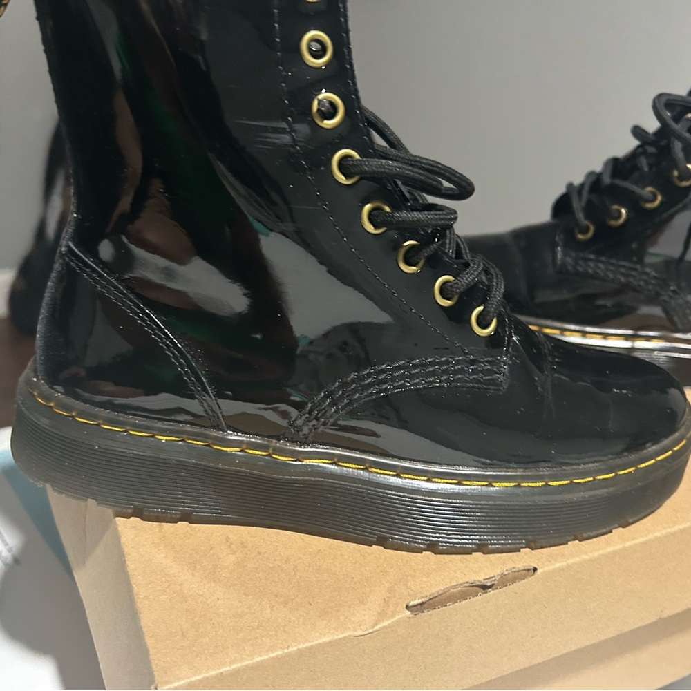 Dr. Martens Black Patent Leather Combat Boots